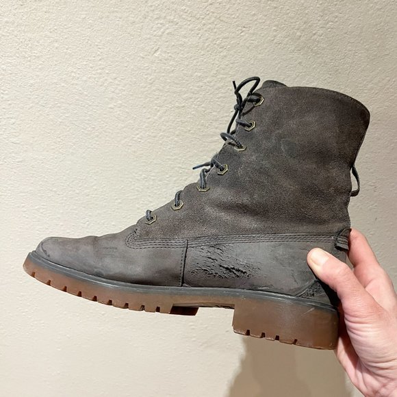 Grey Waterproof Fold-Down Boots - Leather - Timberland - Size 9 Women’s - Picture 8 of 12